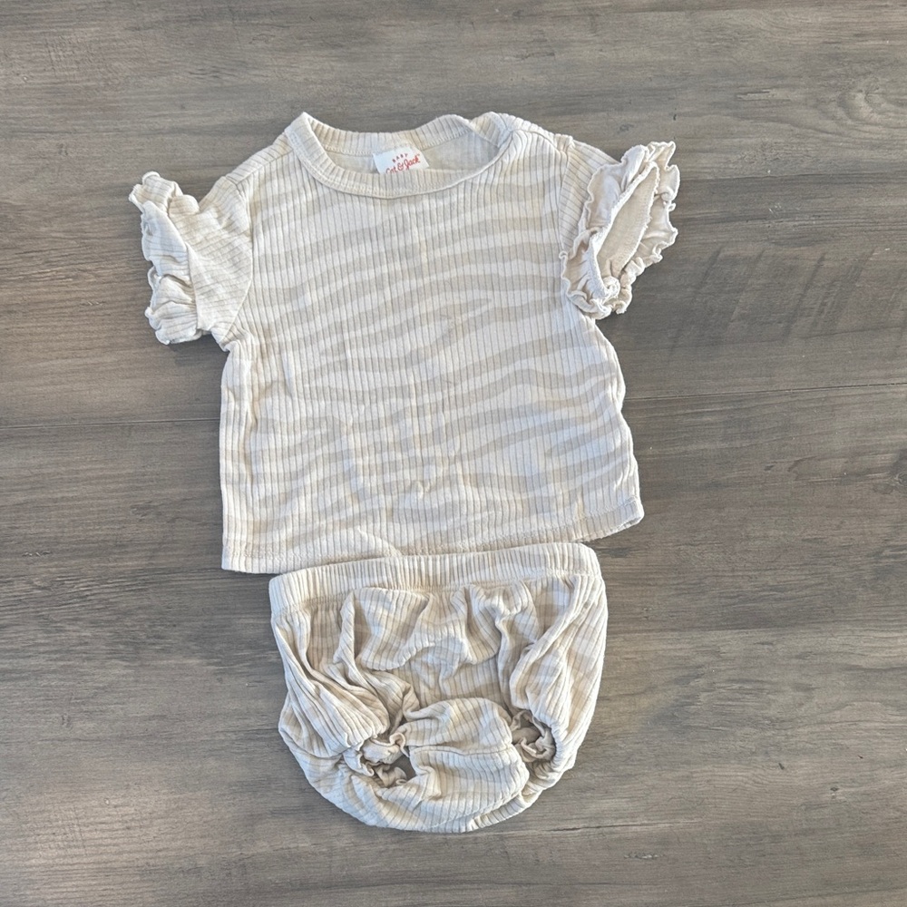 Striped Cream Kids Outfit Set